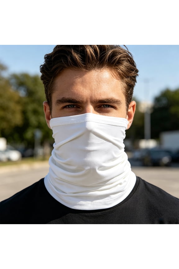 Summer Sun Protection Neck Gaiter Face Mask Breathable Lightable Soft Wind Face Cover Scarf For Hiking Cycling Running White