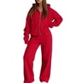 thumbnail image 1 of VV AVEORS Sweatsuits Women 2 Piece Outfit Zip Up Jacket Comfort Jogger Set Fleece Hoodie And Sweatpants Set Matching Sweat Sets Red L, 1 of 4