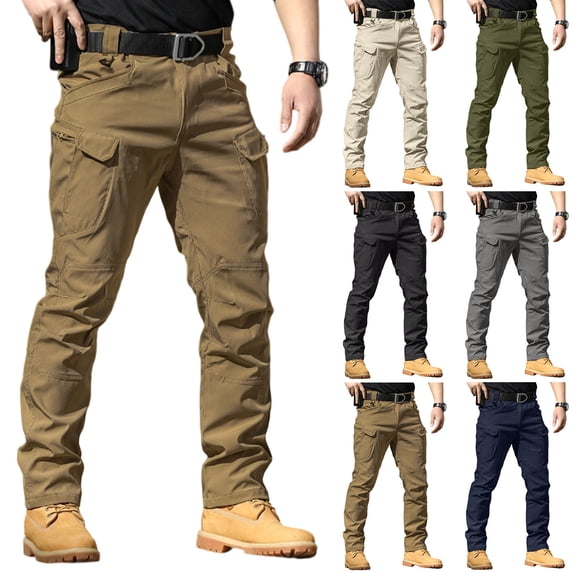 VV AVEORS Tactical Cargo Pants For Men Multi Pockets Stretch Waterproof Ripstop Quick Dry Hiking Construction Work Fishing Pants Black L