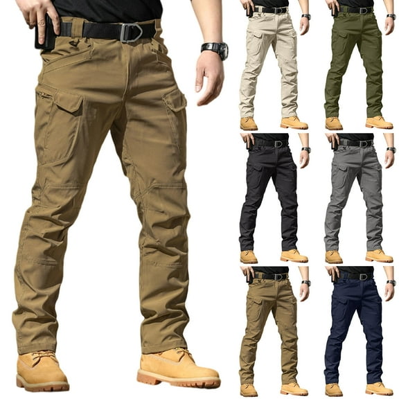 VV AVEORS Tactical Cargo Pants For Men Multi Pockets Stretch Waterproof Ripstop Quick Dry Hiking Construction Work Fishing Pants Green S