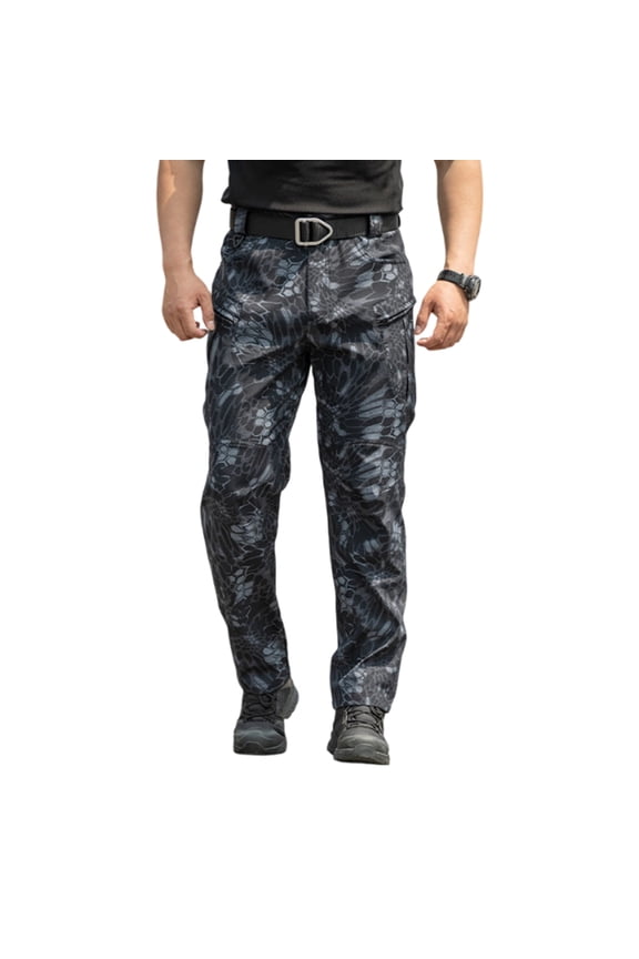 Tactical Pants For Men Relaxed Fit Stretchy Work Pants Baggy Cargo Camo Pants Stretch Carpenter Pant Multi Pockets Snake Pattern S