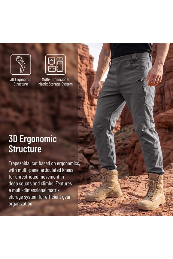 Tactical Waterproof Pants For Men Stretch Camo Cargo Pants Lightweight Breathable Quick Dry Hiking Pants Gray S