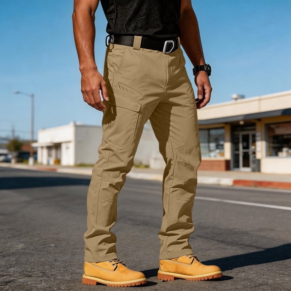 VV AVEORS Tactical Waterproof Pants Tactical Pant For Men Relaxed Fit Lightweight Work Camo Hiking Cargo Pants Multi Pockets Khaki M