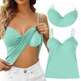 thumbnail image 1 of VV AVEORS Tank Tops For Women Adjustable Spaghetti Strap V Neck Undershirt Built In Bra Plus Size Basic Going Out Casual Camisole Tops Mint Green 4XL, 1 of 7