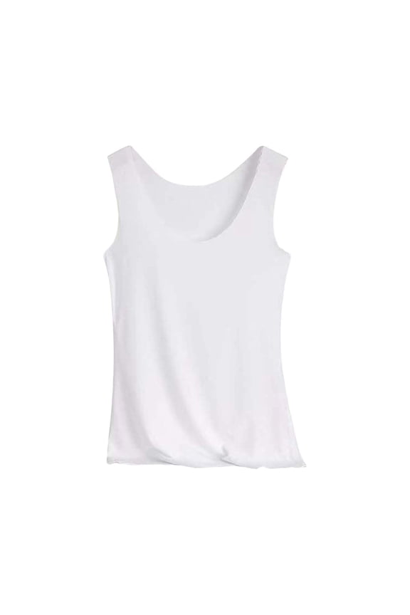 Tank Tops for Women Summer Wide Strap Camisole Seamless Deep Scoop Neck Camis Sleeveless Workout Undershirts White 2XL