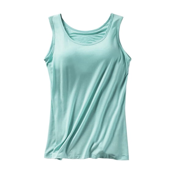 VV AVEORS Tank Tops with Built in Bras for Women Sports Cute Wide Strap Cami Workout Plus Size Underwear Green XL
