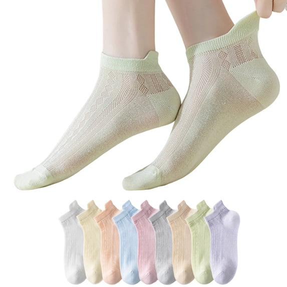 VV AVEORS Thin Ankle Socks For Women, Cotton Breathable Summer Low Cut Socks Short With Reinforced Soles And Toes Green One Size