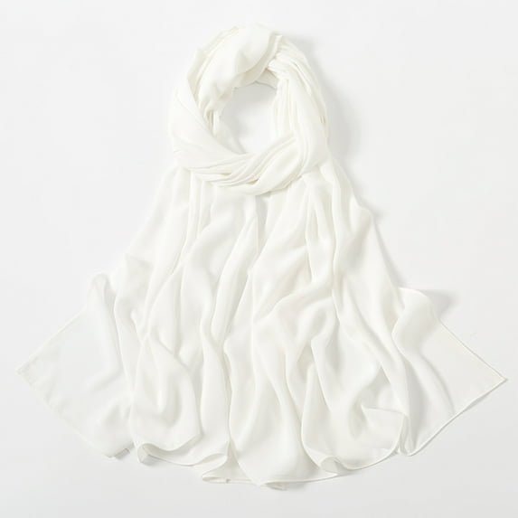 VV AVEORS Women Lightweight Chiffon Scarf Breathable Solid Color Long Trendy Fashion Smooth Scarves Shawls Wrap White