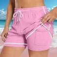 thumbnail image 1 of VV AVEORS Women'S 2 In 1 Running Shorts Quick Dry High Waisted Drawstring Athletic Workout Short For Gym Yoga With Liner 2 Pockets Pink L, 1 of 7