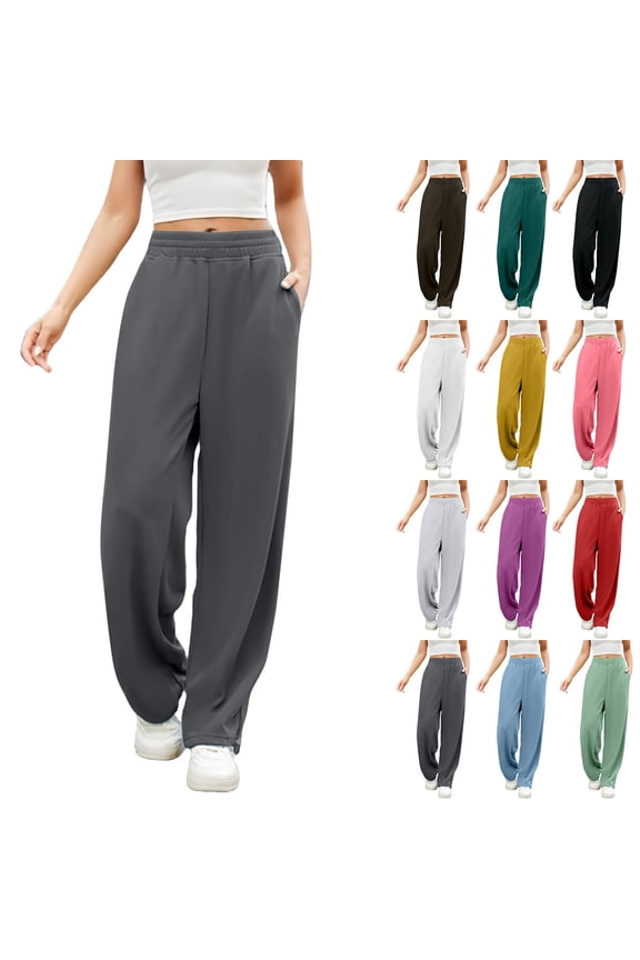 Women'S High Waisted Straight Leg Sweatpant Comfy Drawstring Workout Sweat Pants Pocket Fall Casual Pant Red S