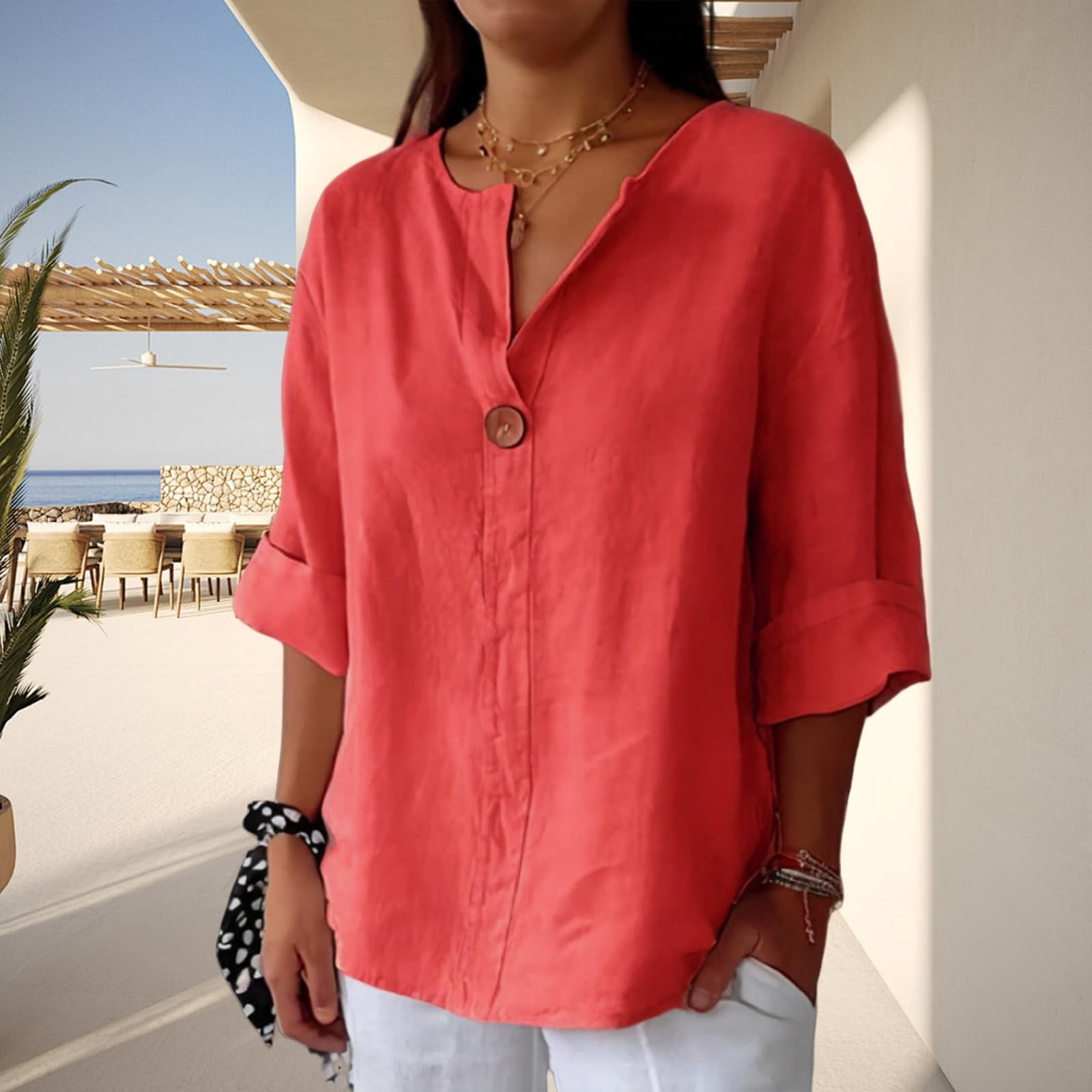 Women’s Cotton Tunic Top with Elephant Handblock Print | V-Neck Long Sleeve Kurti for Casual & Office Wear main image 0