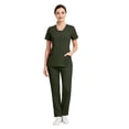 thumbnail image 1 of VV AVEORS Women Scrubs Sets Stretch Tops With Pockets & Cargo Pants Jogger Nurse Work Uniform Quick Drying Workwear Army Green L, 1 of 8