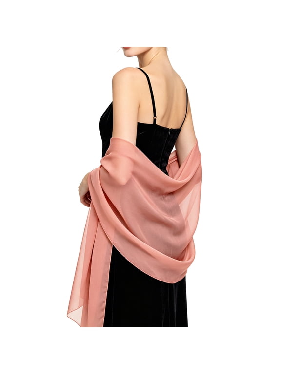 Women Shawls and Wraps for Evening Dresses Chiffon Elegant Bridal Scarf | Sheer Wrap Scarf, Pashmina Evening Stole B One Size