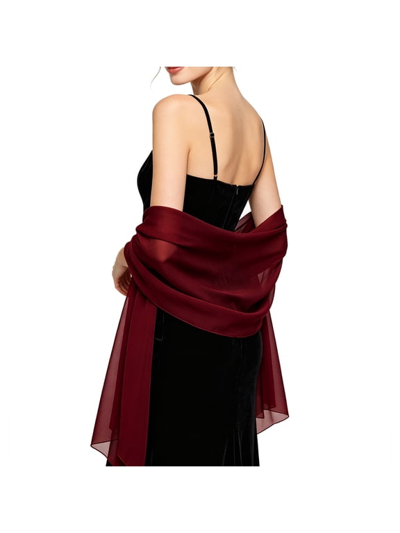 Women Shawls and Wraps for Evening Dresses Chiffon Elegant Bridal Scarf | Sheer Wrap Scarf, Pashmina Evening Stole G One Size