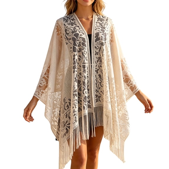 VV AVEORS Women's Lace Scarf Shawls For Wedding Soft Lightweight Fringe Stole Wraps For Bride Bridesmaid Shawl Beige One Size