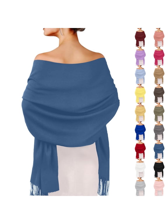 Women's Scarf Pashmina Shawls and Wraps Fall Winter Large Warm Soft Thick Scarves for Evening Dresses Wedding Navy One Size
