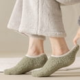 thumbnail image 1 of VV AVEORS Womens Ankle Socks Low Cut Fluffy Fuzzy Warm Winter Plush Slipper Socks Non Slip Fuzzy Socks With Grips Home Gifts Green One Size, 1 of 7