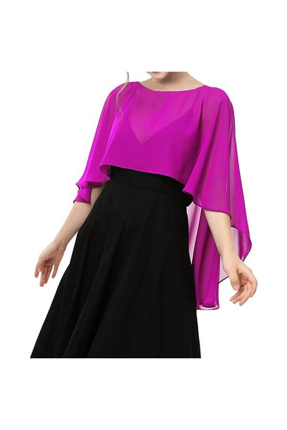 Womens Capelets Shawls And Wraps For Evening Elegant Dress Chiffon Capes Wedding Cover Up Sheer Stole Purple