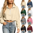 thumbnail image 1 of VV AVEORS Womens Cropped Sweatshirts Mock Neck Quarter Half Zip Pullover Workout Hoodie Sweater Fall Trendy Fashion Jackets Gray 2XL, 1 of 6