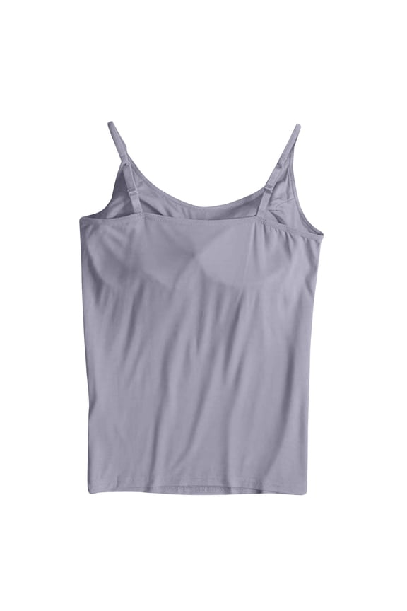 Womens Cutout Camisole with Built in Bra Adjustable Spaghetti Straps Tank Tops Casual Sleepwears Gray M