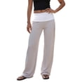 thumbnail image 1 of VV AVEORS Womens Fold Over Pants Y2K Low Rise Bell Bottoms Yoga Pants Summer Fall Beach Wide Leg Foldover Pants Casual Lounge Flare Leggings Gray S, 1 of 5