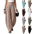 thumbnail image 1 of VV AVEORS Womens Linen Cotton Balloon Pants Baggy Barrel Trousers Wide Leg High Waisted Harem Cropped Ankle Length Boho Palazzo Brown S, 1 of 7