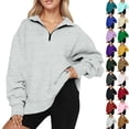 thumbnail image 1 of VV AVEORS Womens Oversized Sweatshirts Fall Fashion Hoodies Half Zip Casual Cozy Pullover Long Sleeve Shirts Clothes Sky Blue M, 1 of 5