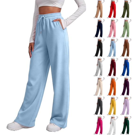 VV AVEORS Womens Wide Leg Sweatpant Cotton Lounge Travel Pants | Fall Fashion Sweat Pants 2026 Winter Baggy Joggers Red L