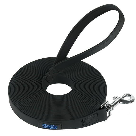 VV PET 32 FT Strong Dog Leash with Padded Handle and Reflective Threads Nylon Dog Leashes Recall Training Dogs Leash for Medium and Large Dogs( Black)