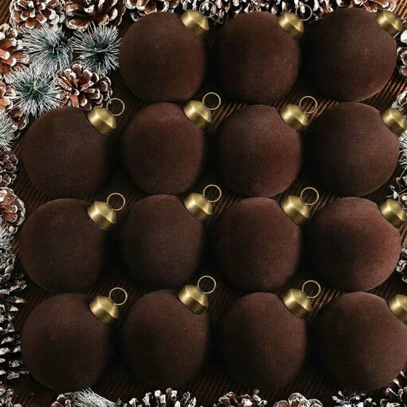 VVC 15 Pcs Velvet Christmas Oranaments Decorations Balls, 2.4 Inch Christmas Ornaments for Xmas Tree Decor, Flocked Hanging Balls for Family Holiday Party Decoration