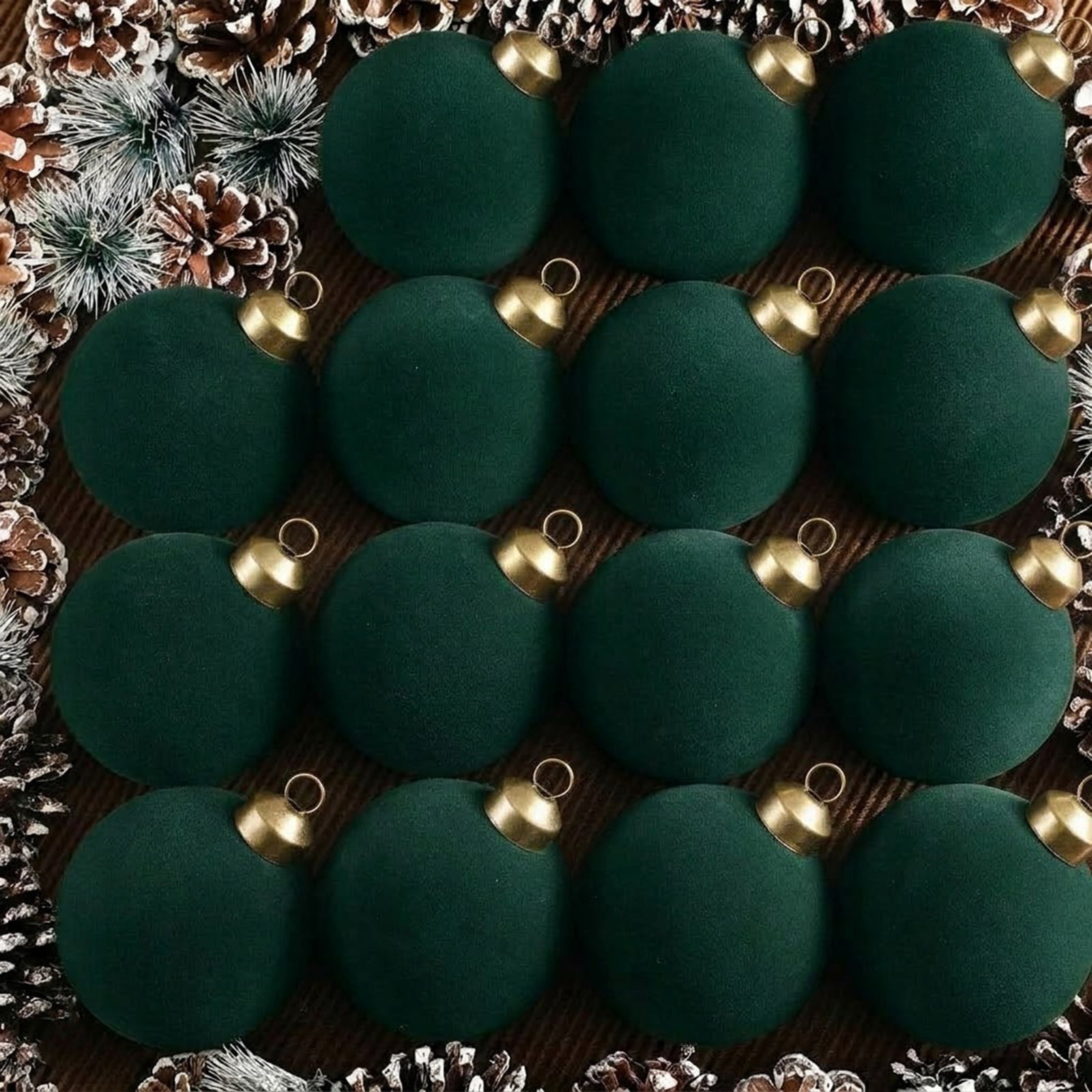 VVC 15 Pcs Velvet Christmas Oranaments Decorations Balls, 2.4 Inch Christmas Ornaments for Xmas Tree Decor, Flocked Hanging Balls for Family Holiday Party Decoration