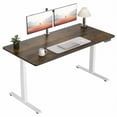 thumbnail image 1 of VVENACE D2Pro Electric Standing Desk Height Adjustable Desk 4 Memory Height Ergonomic Sit Stand up Desk for Home Office, White Frame Brown 59 x 30 inch One-Piece Desktop (2 Packages), 1 of 5