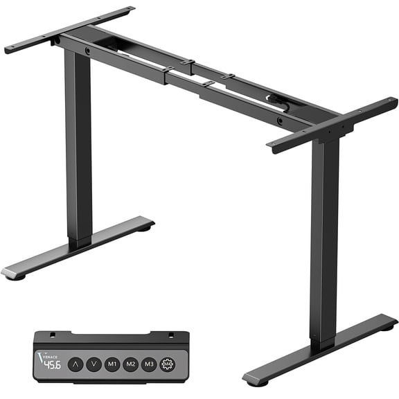 VVENACE Electric Standing Desk Frame, Dual Motor Adjustable Stand Up Desk Base, 198 lbs Weight Capacity, Computer Desk for Home and Office (Black Frame only)