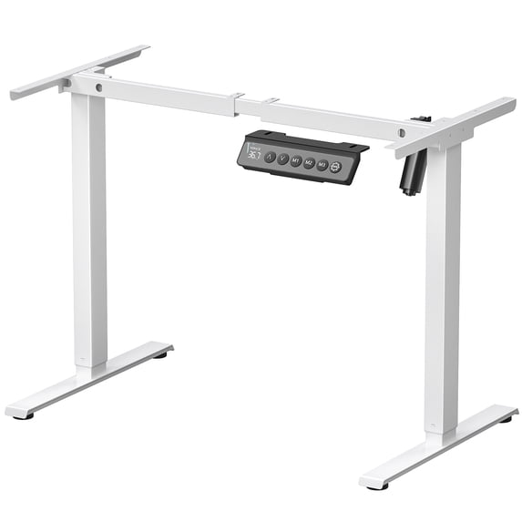 VVENACE Electric Standing Desk Frame, Single Motor Adjustable Stand Up Desk Base, 176 lbs Weight Capacity, Computer Desk for Home and Office (White Frame only)
