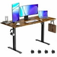 thumbnail image 1 of VVENACE Electric Standing Desk Height Adjustable Desk 55 inch 4 Memory Height Ergonomic Sit Stand up Desk for Home Office, Brown, 2 Split Boards, 1 of 11
