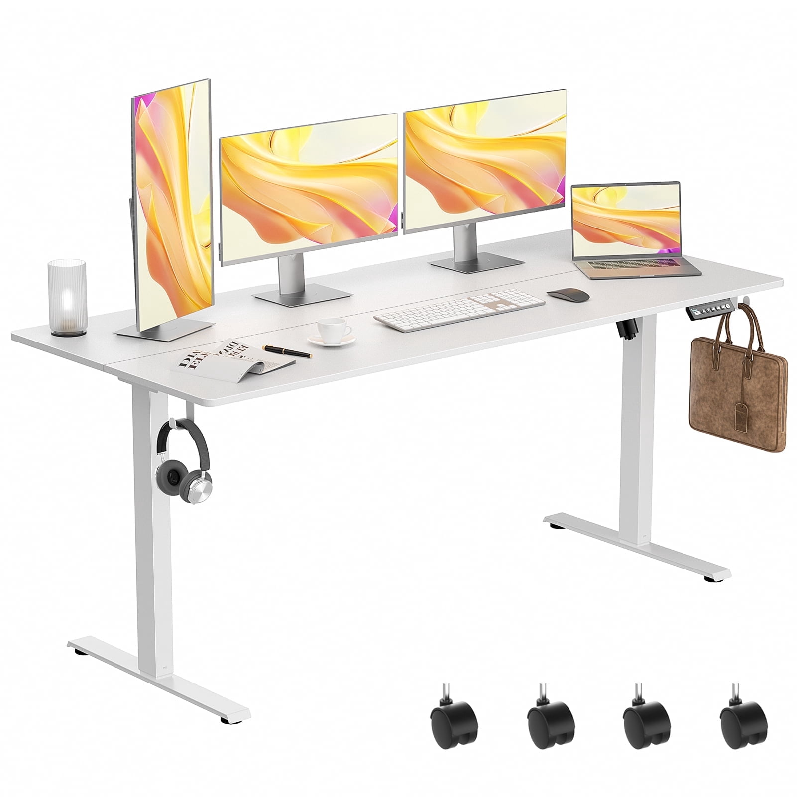 VVENACE Electric Standing Desk Height Adjustable Desk 63 inch 4 Memory Height Ergonomic Sit Stand up Desk for Home Office, White, 2 Split Boards - Walmart.com