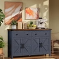 thumbnail image 1 of VVFLU Buffet Cabinet with Drawers, 55" Large Sideboard Buffet Storage Cabinet with Shelves and Doors, Modern Farmhouse Coffee Bar Station Wood Kitchen Table for Kitchen, Dining Room, Blue, 1 of 9