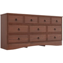VVFLU Cherry Dresser for Bedroom, Modern Farmhouse Wide 10 Drawer Dresser, Chest of Drawers for Living Room, Entryway and Hallway