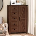 thumbnail image 1 of VVFLU Farmhouse 5 Drawer Dresser Storage Cabinet Chest of Drawer for Bedroom, 48" Tall Brown Wood, 1 of 6