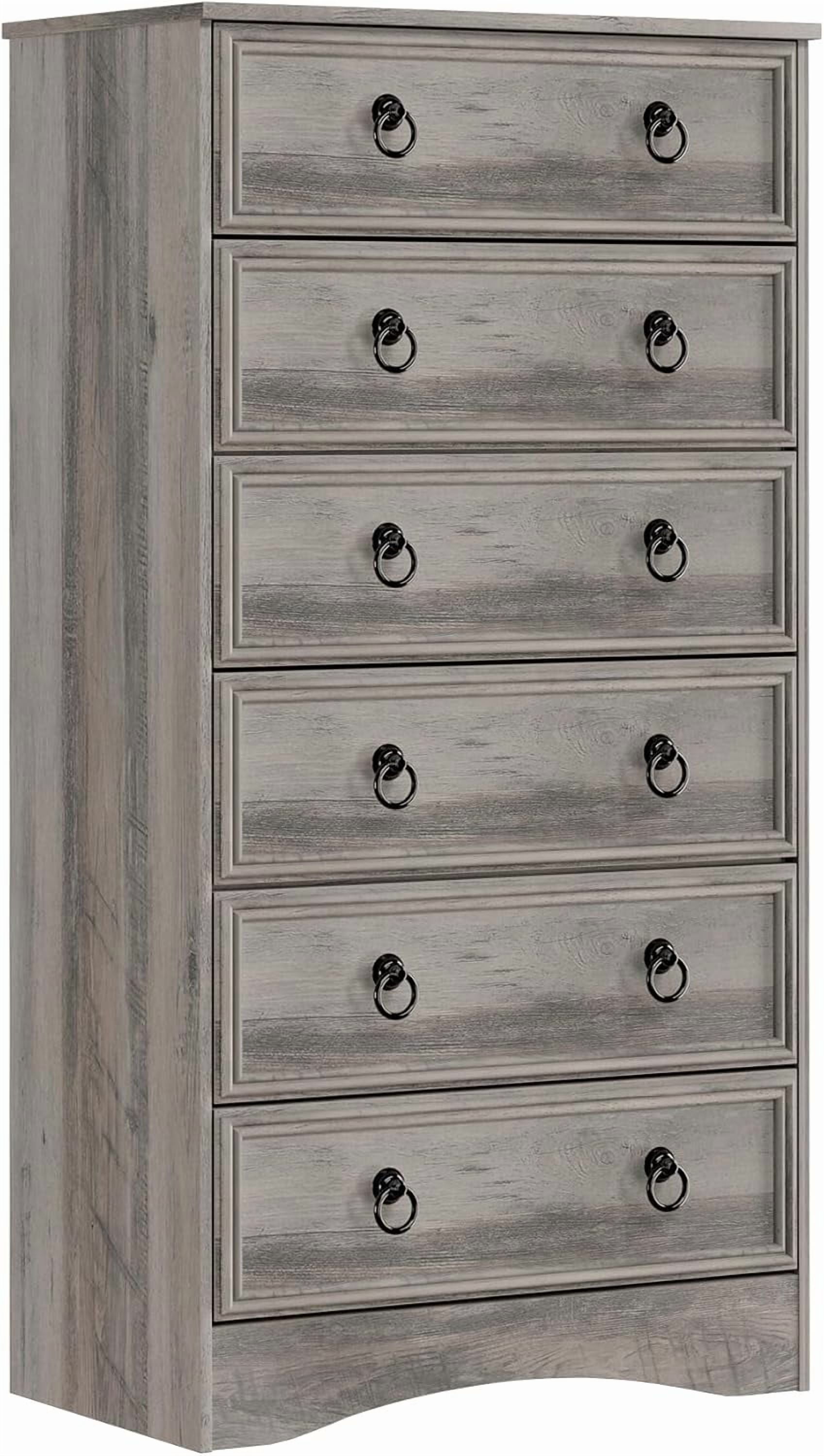 VVFLU Farmhouse 6 Drawers Dresser for Bedroom, Gray 52" Tall Dressers Chest of Drawer, Wooden Vertical Dresser for Bedroom Hallway
