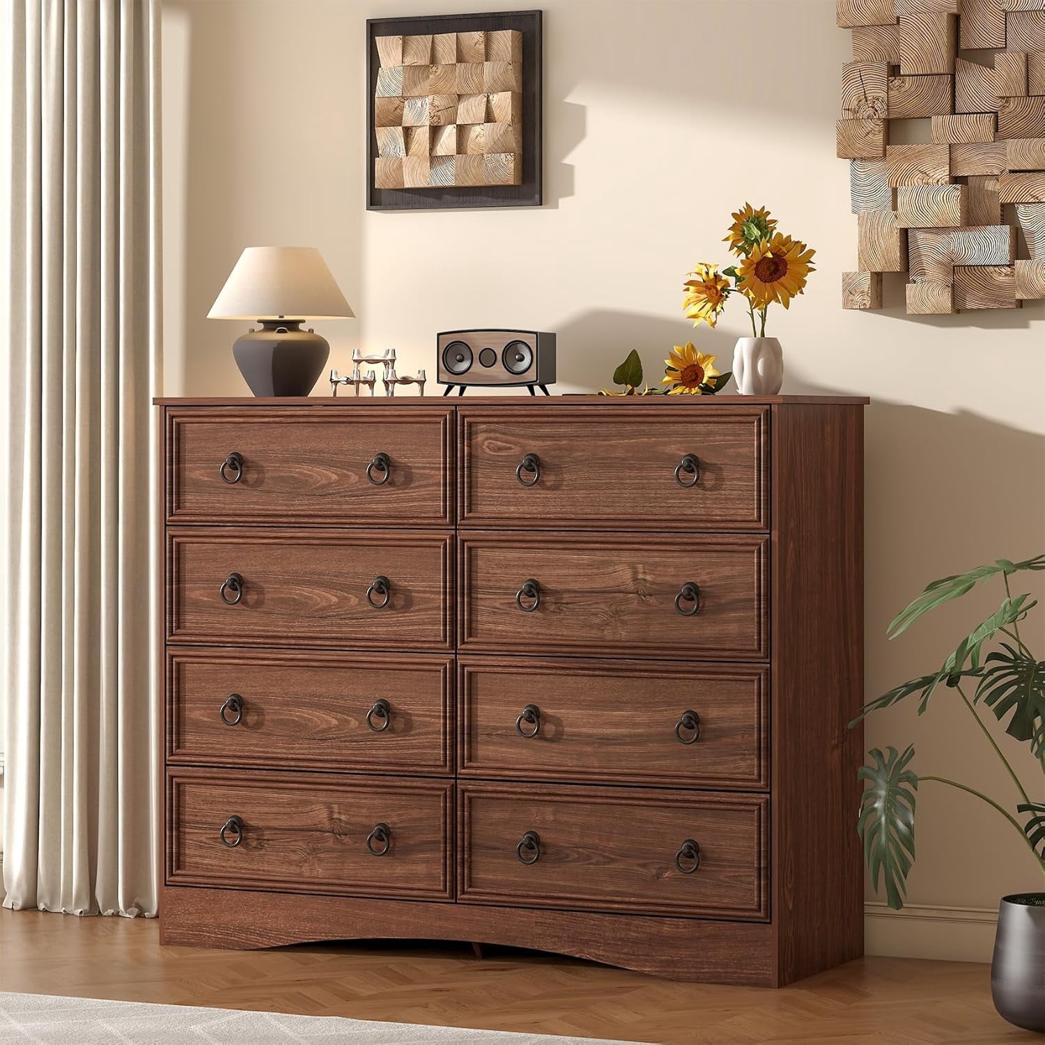 VVFLU Farmhouse 8 Drawers Dresser for Bedroom, Cherry Dresser Chest of Drawers, Wood Storage Dressers with Deep Drawers, Wide Modern Dressers & TV ... VVFLU Farmhouse 8 Drawers Dresser for Bedroom, Cherry Dresser Chest of Drawers, Wood Storage Dressers with Deep Drawers, Wide Modern Dressers & TV ...