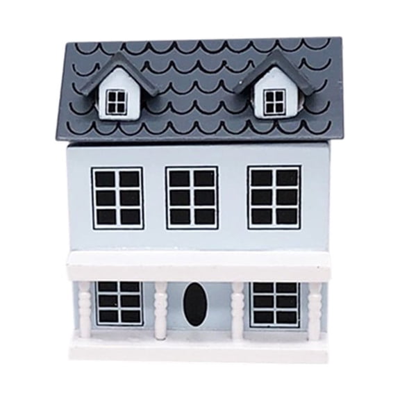 VVQ 1:12 Mini Dollhouse Miniature Villa with Movable Roof, Mini House Doll Accessory for 1:12 Scale Dollhouses, Miniature Houses for Play with Realistic, Blue