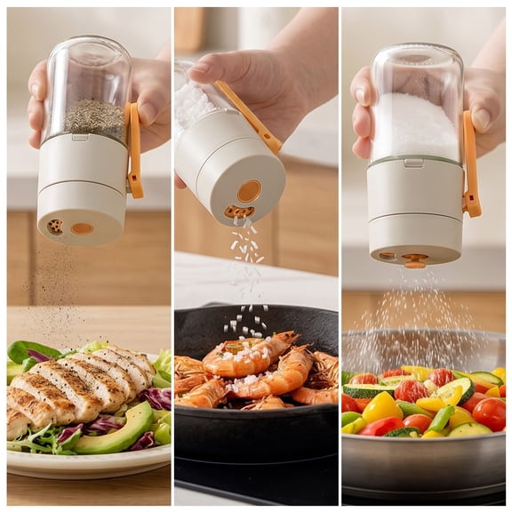 VVQ 180ml Glass Kitchen Shaker Quantitative Seasoning Jar, Sprinkle Seasoning Bottle for Cooking, Kitchen Sealing Combination Cruet for Oil Vinegar Spices, Orange
