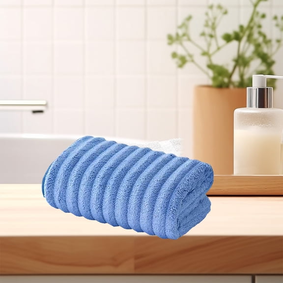 VVQ 1pc Velvet Cloth Cleaning Rag, Microfiber Kitchen Bathroom Towel for Hand Use, Soft Absorbent Hotel Cloth with Quick Dry for Home, Blue