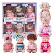VVQ 3.5 Inch Cute Soft Dolls , 6 Pack Realistic PVC Doll with Detachable Clothes