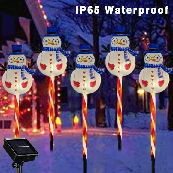 VVQ 5-Pack Solar Christmas Lights LED Waterproof Outdoor Decorations, Moving Reindeer Snowflake Tree Solar Lights for Courtyard Garden, Solar Powered Christmas Decorations