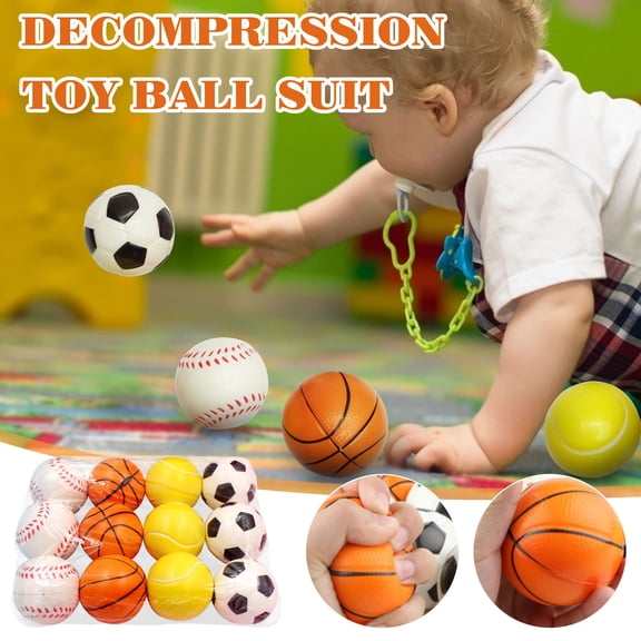 VVQ 63mm Decompression Football Tennis Ball, Vent Foam Sponge, Bouncy Hand Eye Coordination Training for Adults Dog Walking