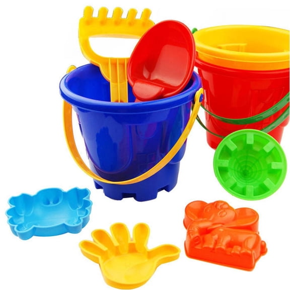 VVQ 7Pcs Beach Sand Castle Bucket, Shovel Spade Rake Water Tools for Sandbeach Seaside, Plastic Sandbox Playset for Pool Bathtub