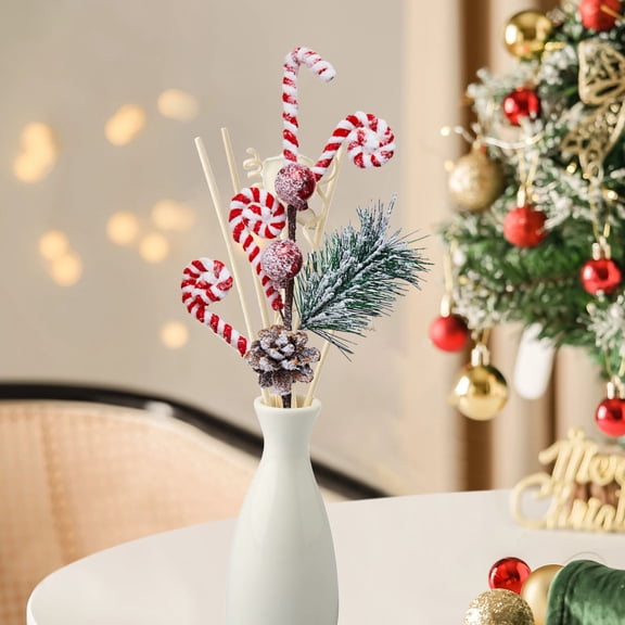 VVQ Artificial Green Branches Rattan Cones Christmas Wall Pendants, Simulation Pine Branches Cones for Holiday Scene Layout, Festive Decor Props for Christmas Party Home Wall Hanging