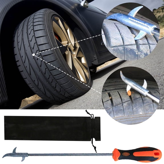 VVQ Car Tire Stone Cleaner, Explosion-Proof Tire Cleaning Hook for Small Stone Removal, Portable Tire Scraper Tool with Rubber Handle for Car Tire Maintenance